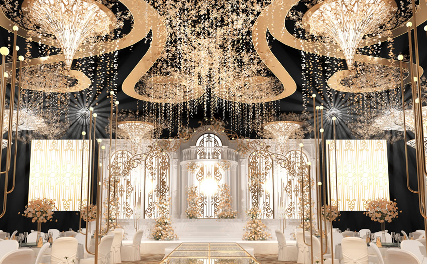 东城街道花木兰喜事汇金色大厅效果展示